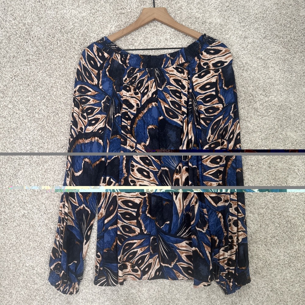 Love Stitch Women's Top Size Medium Tie Neck Boho Peasant Butterfly Wings - Picture 8 of 11